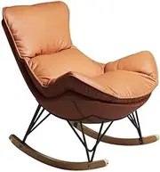 OWELLK Rocking Chair Mid Century Lounge Chairs Recliner Chair Single Sofa Seat Armchair,Reclining Lazy Sofa Chair for Bedroom, Balcony, Living Room(Orange a)
