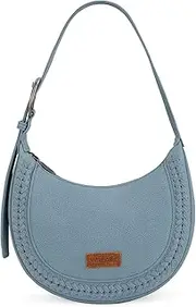 [Montana West] Wrangler Vegan Leather Crescent Shoulder Bag for Women Trendy Small Crossbody Purse and Handbags With Extension Strap