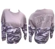 Vs Victorias Secret Pink Varsity Crew Sweater Jacket Top Dreamy Lilac Camo XS