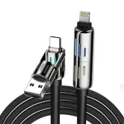 BlitzWolf® BW-HDC6 4-in-1 USB Cable 1.2M RGB Breathing Light PD 240W Fast Charging Cable Zinc Alloy Shell & Liquid Silic