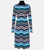 [Missoni] Missoni Zigzag knitted turtleneck midi dress AU 8 multicoloured