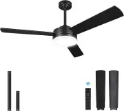 nkorka Black Ceiling Fans with Lights and Remote, Modern Ceiling Fan 52"