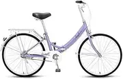 Lightweight Foldable Hybrid Bicycle, Women's Pedal Chain Bicycle for Work, 24 Inches, Suitable for 150-185CM People
