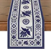 Artoid Mode Floral Bird Dia De Los 13" x 72", Table Runner, Blue