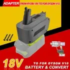 V10 Adapter for Ryobi 18V Battery Convert to for Dyson V10 SV12 Animal Fluffy