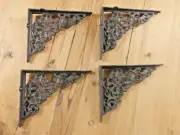 4 Cast Iron Shelf Brackets New Old Style Rustic 7.5" x 6.25" Corbels Book Wall