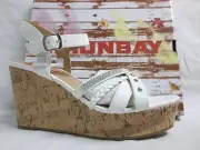 Unionbay Size 10 M Starla White Open Toe Wedges New Womens Shoes