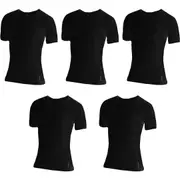 5 Pk Holeproof Aircel Thermal Mens T-shirt Short Sleeve Tee Top MYQ31A Black Waffle Knit Bulk