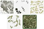 FINGERINSPIRE 4 Pcs Layered Camo Stencils Template 11.8x11.8 inch Hexagonal Camouflage Painting Stencil Plastic Camouflage Gun Paint Stencil Reusable DIY Art and Craft Stencils for DIY Crafts Decor