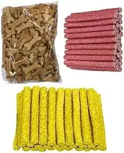 Woofy 500Gm Chicken Flavor + 500Gm Mutton Flavor Chew Munchy Treat Chicken Flavor Sticks and Munchy Biscuits - (2 Kg Pack)