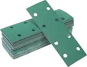 X AUTOHAUX 50 Pcs Sanding Discs Wet Dry Waterproof Hook & Loop Sandpaper for Woodworking, Automotive Refinishing 7.80"x2.76" 8 Hole 80 Grit Green White Corundum