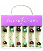 Party Stylish Art Deco Stemware Charms Wine Martini, Snap on Gems