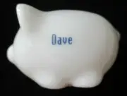LUCKY PENNY PORCELAIN MINIATURE PIGGY BANK - DAVE