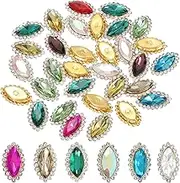uxcell 30pcs Sew on Rhinestone 7x15mm Tear Drop Crystal Rhinestone Metal Flatback Sewing Claw Prong Clothing Accessories for DIY Crafts Dress Clothes Shoes Bag Decorations, Multicolor