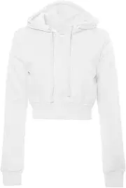 [Generic] Women Full Zip Cropped Hoodie Sweatshirt 90s Long Sleeve Drawstring Hooded Crop Jacket Top Solid Elastic Waist Tops
