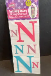 Initially Yours “N” Monogram Decal 3D Embossed Effect
