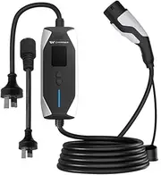 EV Charger Type 2, 3.5kW 6-16A Smart Homeuse EV Charger with 10A to 15A Adapter Compatible with All IEC 62196-2 EV (5M, Black and White Plug)