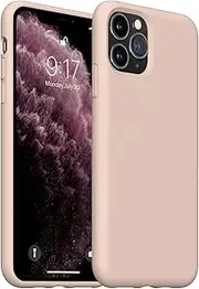 OUXUL iPhone 11 Pro Case, Liquid Silicone Phone Case Compatible with iPhone 11 Pro 5.8 inch, Full Body Slim Soft Microfiber Lining Protective Case Pink Sand