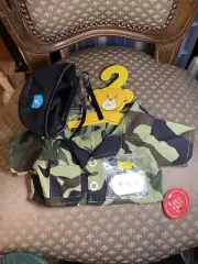 Build A Bear BAB Camouflage Army Shirt, Dog Tags & Hat NWT