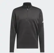 New Adidas Core Printed Quarter Zip Golf Pullover CARBON/BLACK IX4323