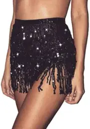 Women Wrap Skirt Belly Dance Hip Scarf Sequin Gypsy Belt Costumes
