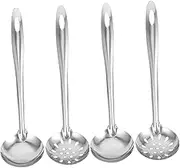 CLISPEED 4pcs Stainless Steel Soup Spoon Colander Long Handle Kitchen Utensils for Hot Pot Food Serving Colander Spoon Soup Ladle for Home Restaurant Use