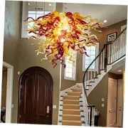 Glass Art Deco Chandelier, Hand Blown DIY Lamp Decoration, Hanging Pendant