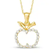 0.2 CT. T.W. Natural Diamond Apple Outline Pendant in 10K Yellow Gold