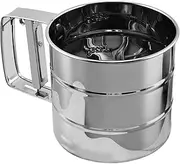Yitexin 2 Cup Flour Sifter for Baking, Flour Sifter Stainless Steel, Hand Press Design Flour Sieve Baking Supplies, 20 Mesh Powdered Sugar Sifter for Kitchen Cake Bread (Silver)