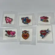 6 Vintage 80's Puffy Valentine's Sticker Lot Hearts Mouse Kiss Lips Doves