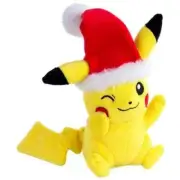 Tomy POKEMON - PIKACHU w/SANTA HAT 8" plush