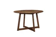 Design Square Stylish Modern Wooden Timber Round Kitchen Dining Table 120cm Walnut
