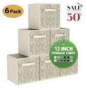 12 Inch Storage Cubes with Handle, Set of 6 Foldable Cube Storage Bins