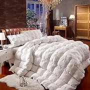 JYHCD White Comforter Twin Winter Lightweight Goose Down Alternative Bedding Comforters Queen Size Fluffy Warm Duvet Insert Quilted Comforter for All Season - 220x240cm - 5kg