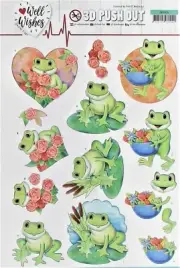 A4 DIE CUT 3D PAPER TOLE DECOUPAGE Push Out Cute Cheeky Frogs Flowers SB10426