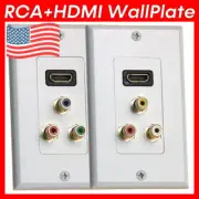 HDMI WallPlate Component Composite AV 3 RCA Wall Plate RGB 4K HDTV DVD White