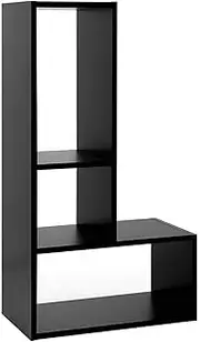 Artiss Bookshelf, L Shape Book Shelf Corner Shelves Display Bookcase Bookshelves Rack Cube Storage Unit Home Living Room Bedroom Office Furniture, DIY Black with Hook