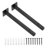 Floating Shelf Bracket,2Pack 12" Iron Hidden Wall Mounted Shelf Supports(Black)