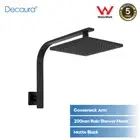 Decaura 8 Inch Rain Shower Head and Gooseneck Shower Arm Square Black Bathroom