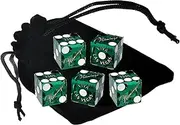 Set of 5 Authentic Las Vegas Casino Table-Played 19mm Craps Dice with Matching Serial Numbers - Flamingo (Green Polished)