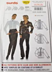 Burda 8023 Misses Blouse Top 8-10-12-14-16-18 Sewing Pattern in 3 Styles