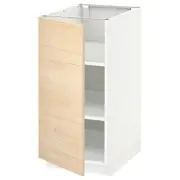 METOD base cabinet with shelves, white/Askersund light ash effect, 40x60x80 cm
