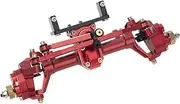 Upgrade Front Rear Axles Set for SCX24 1/24 Axial RC Crawler Metal Fr&on&t Rear Portal Axle C Knuckle Axle Bridge Shaft Complete Set(Front Red)