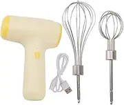 5 Speed Cordless Hand Mixer Mini Portable Electric Egg Beater with Stainless Steel Whisks USB Rechargeable Battery for Whipping Mixing Beating Kitchen Beige