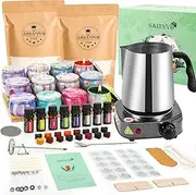 Candle Making Kit with Wax Melter, Natural Candle Wax for Candle Making - DIY Candle Making Supplies, Including 4lbs Soy Wax Flakes, Melting Pot, Electric Stove,Candle Kit for Adults, Beginnner