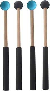 LRXIYODE 2 Pairs Lightweight Marimba Mallets with Ergonomic Handles for Tongue Drum Percussion Durable Tips for Beginners and Professionals Black Blue