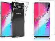 DN-Technology Galaxy S10 5G Case, Galaxy S10 5G Clear Case, [Protective] [Silicone Case] [Slim] [Phone Charm] [Gel] [Transparent] with Galaxy S10 5G (4D) Tempered Glass Screen Protector