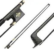 4/4 Violin Fiddle Bow Well nced Golden Braided Carbon Fiber Round Stick Ebony Frog AAA Mongolia Black Horsehair