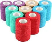 10PCS Self Adhesive Bandage Wrap, Assorted Colors Bandage Tape, Elastic Bandage, Self Stick Bandage Wrap, Stretch Bandage Wrap for Pets, Athletic, Sports, Wrist (7.5cm)