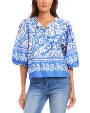Karen Kane Puffed Sleeve Paisley Print Blouse